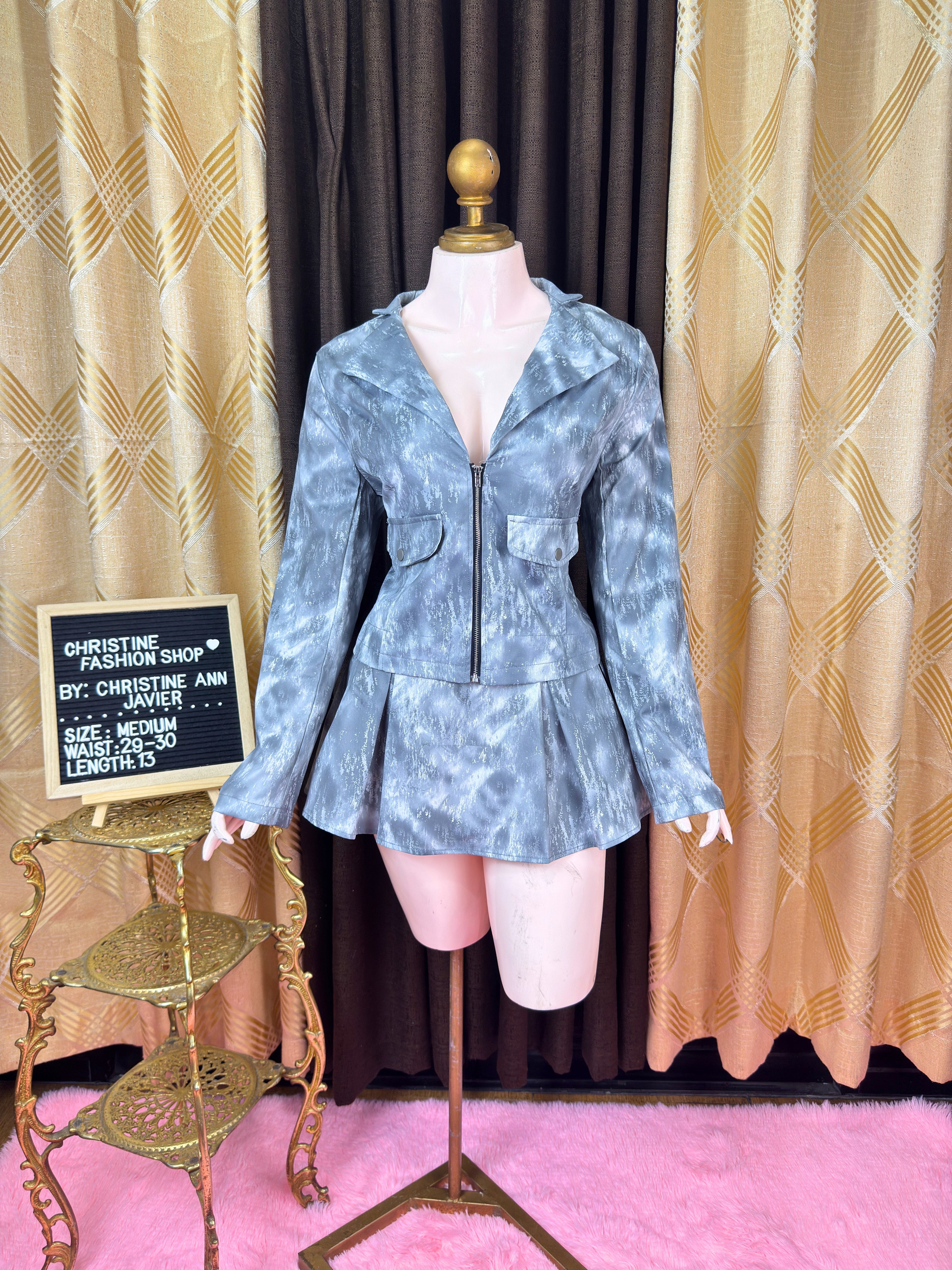 Acid Grey Long-sleeved and Skirt Coords