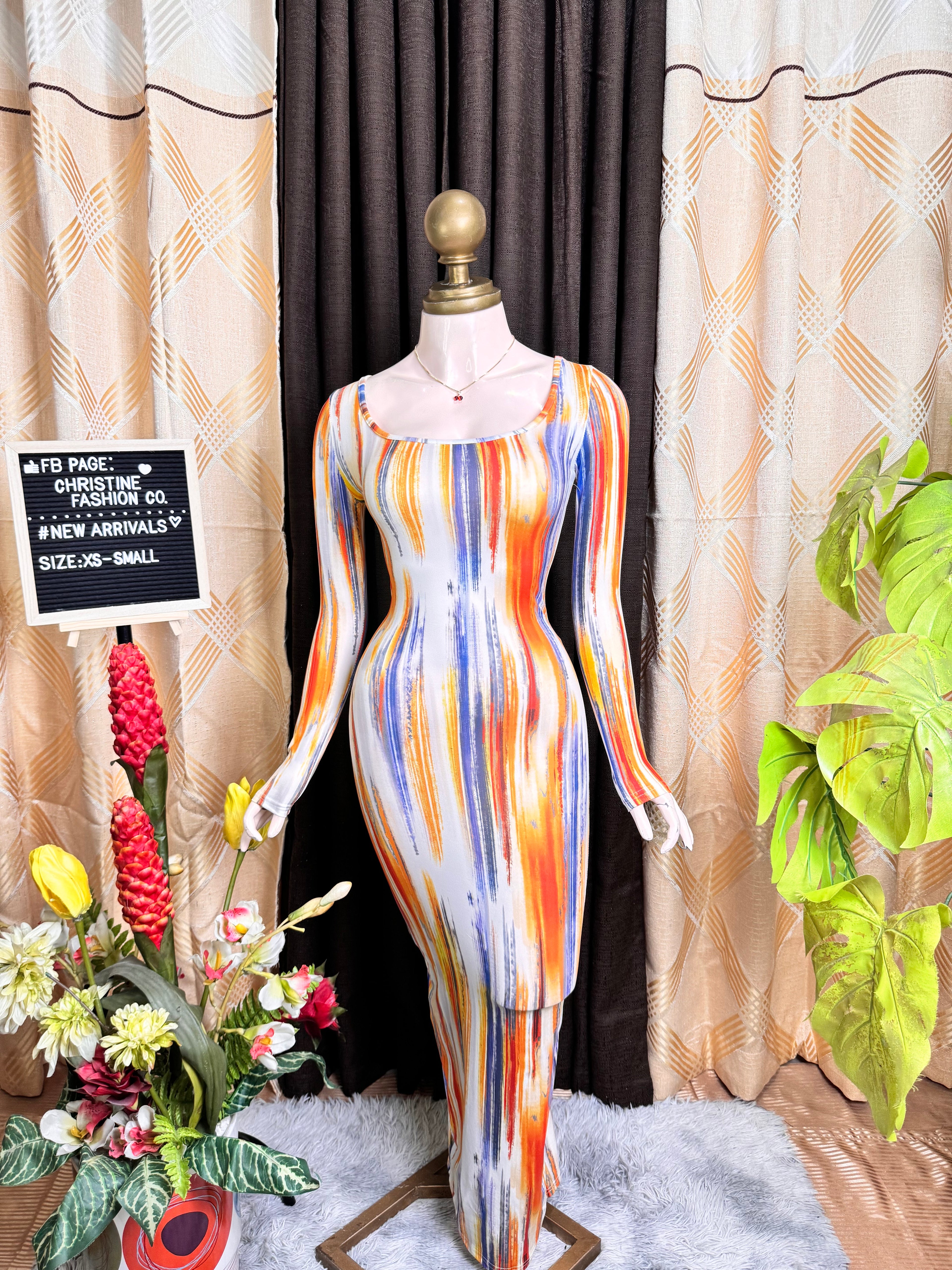 Multicolor Tie-Die Event Dress