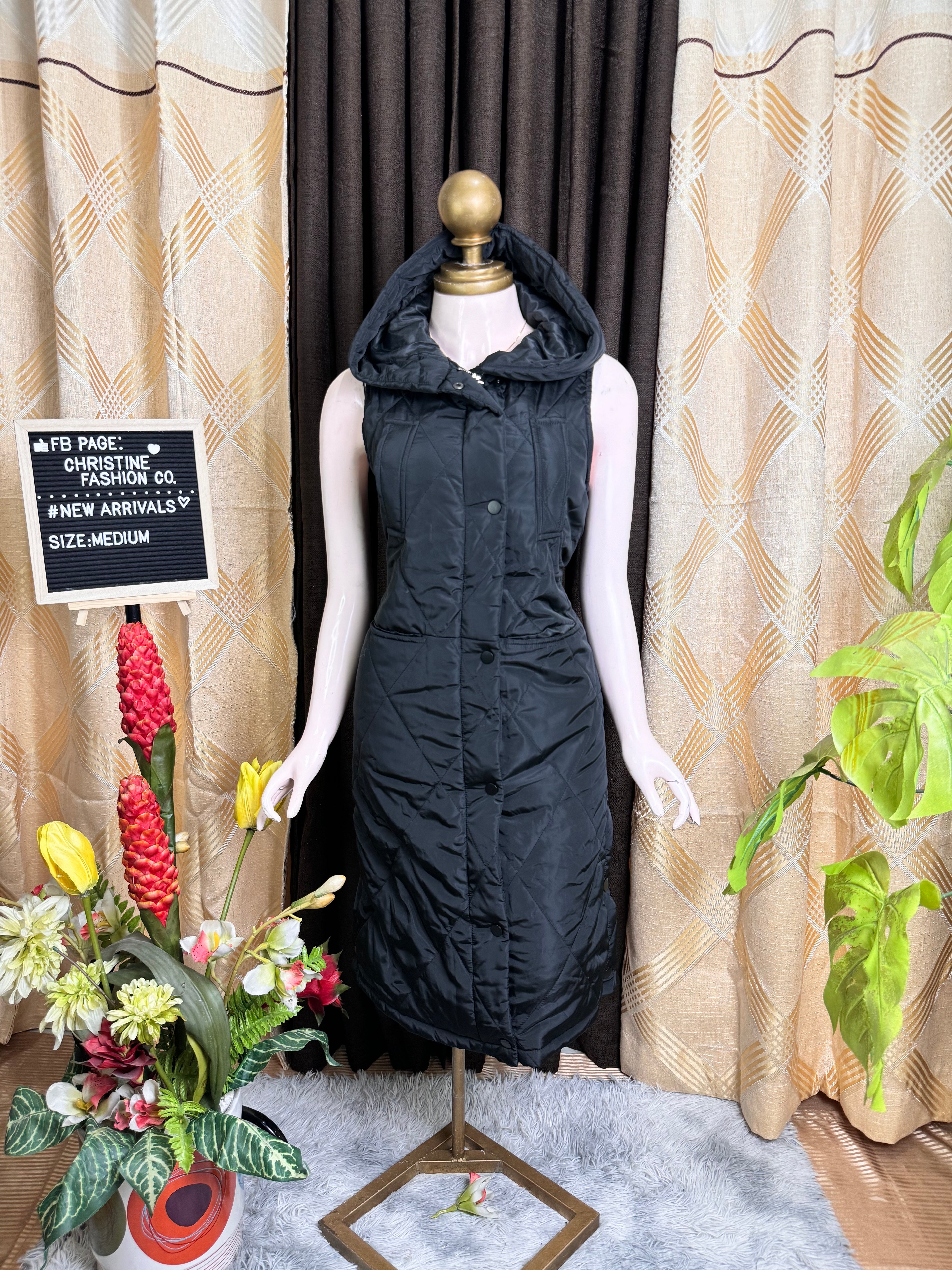 Black Hoodie Long Puffer Jacket