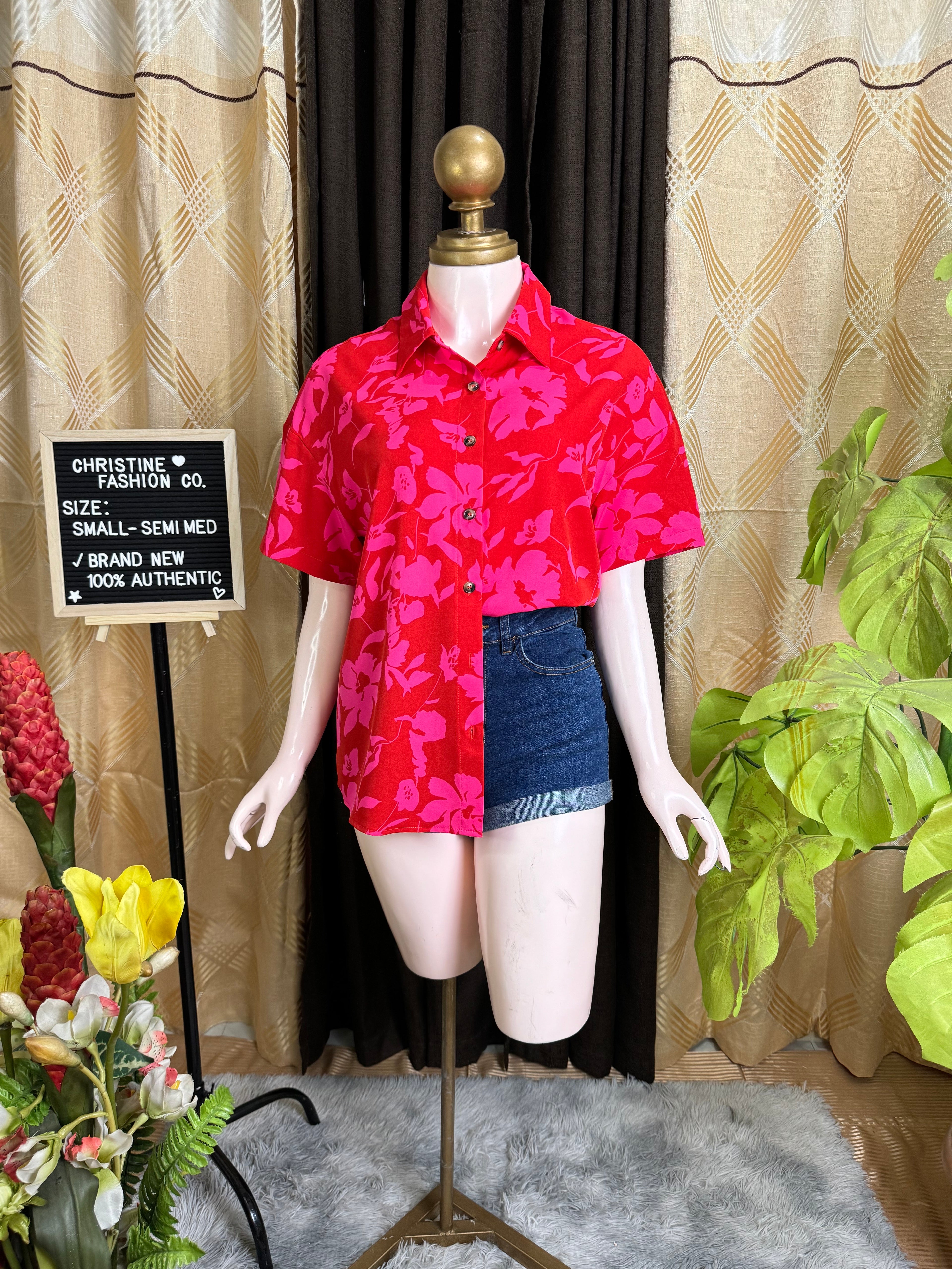 Red Floral Polo Outfit