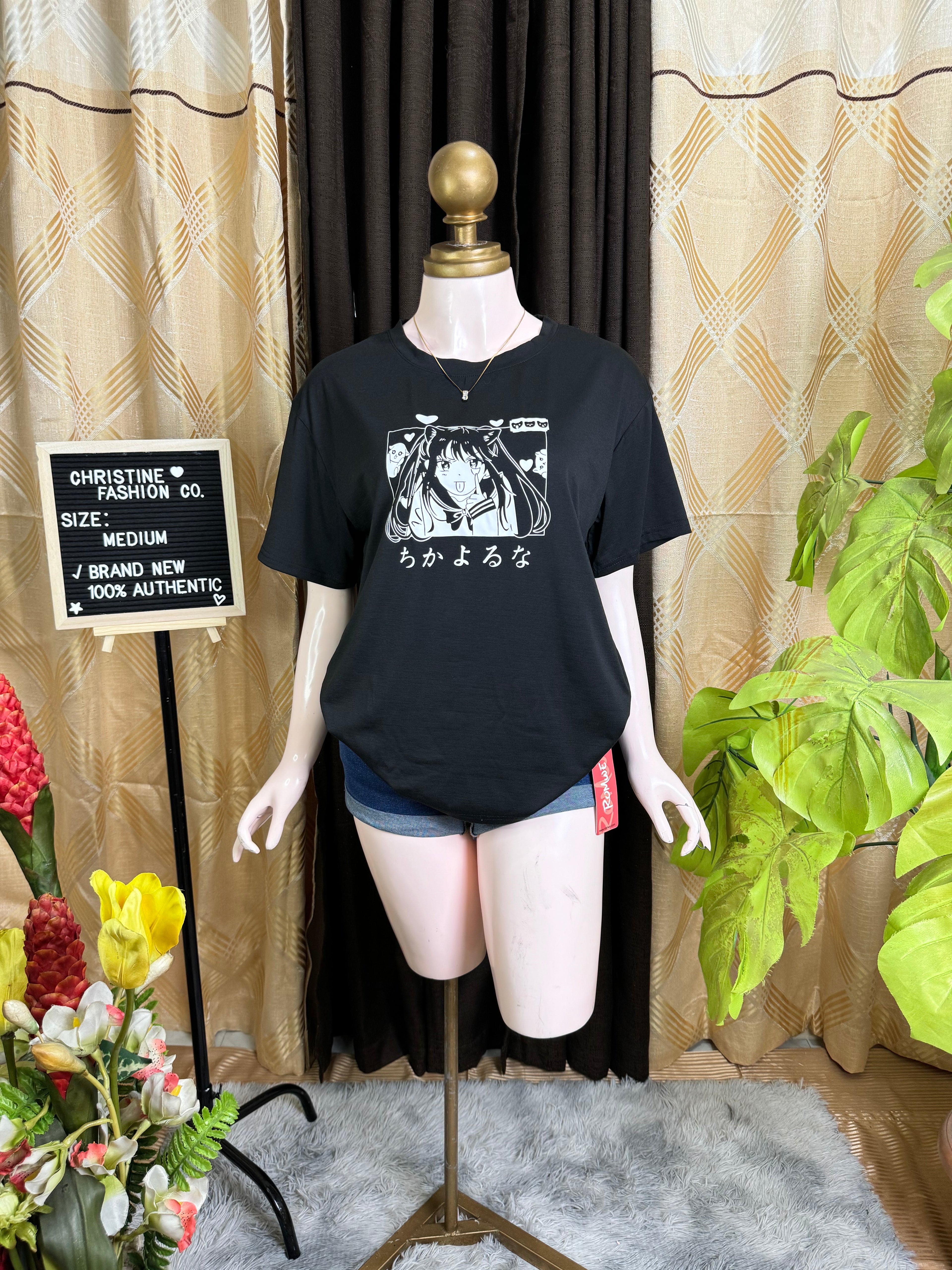 Classy Black Printed Cotton Tshirt