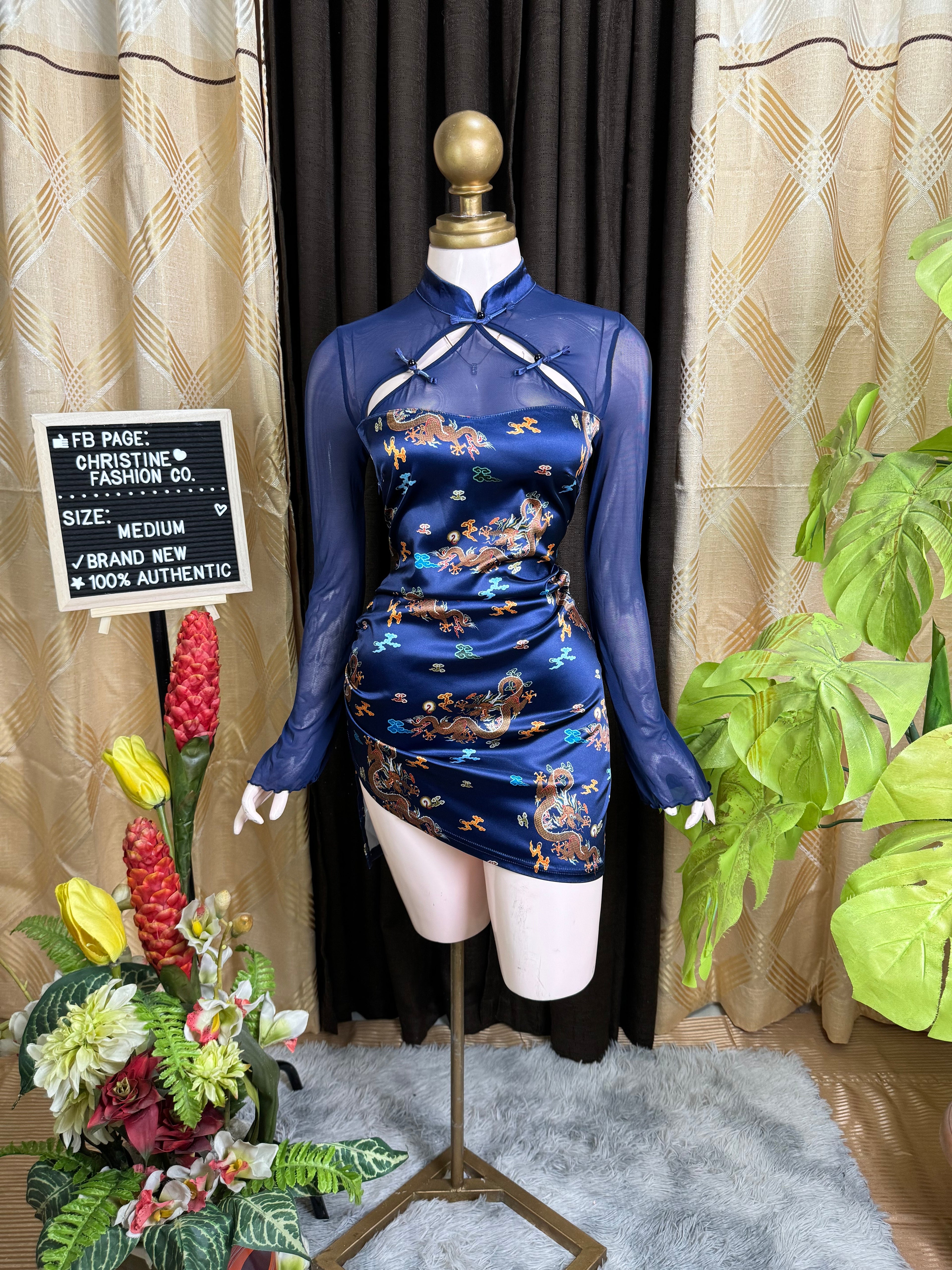 EastFlair Chinese Mesh Bodycon Dress