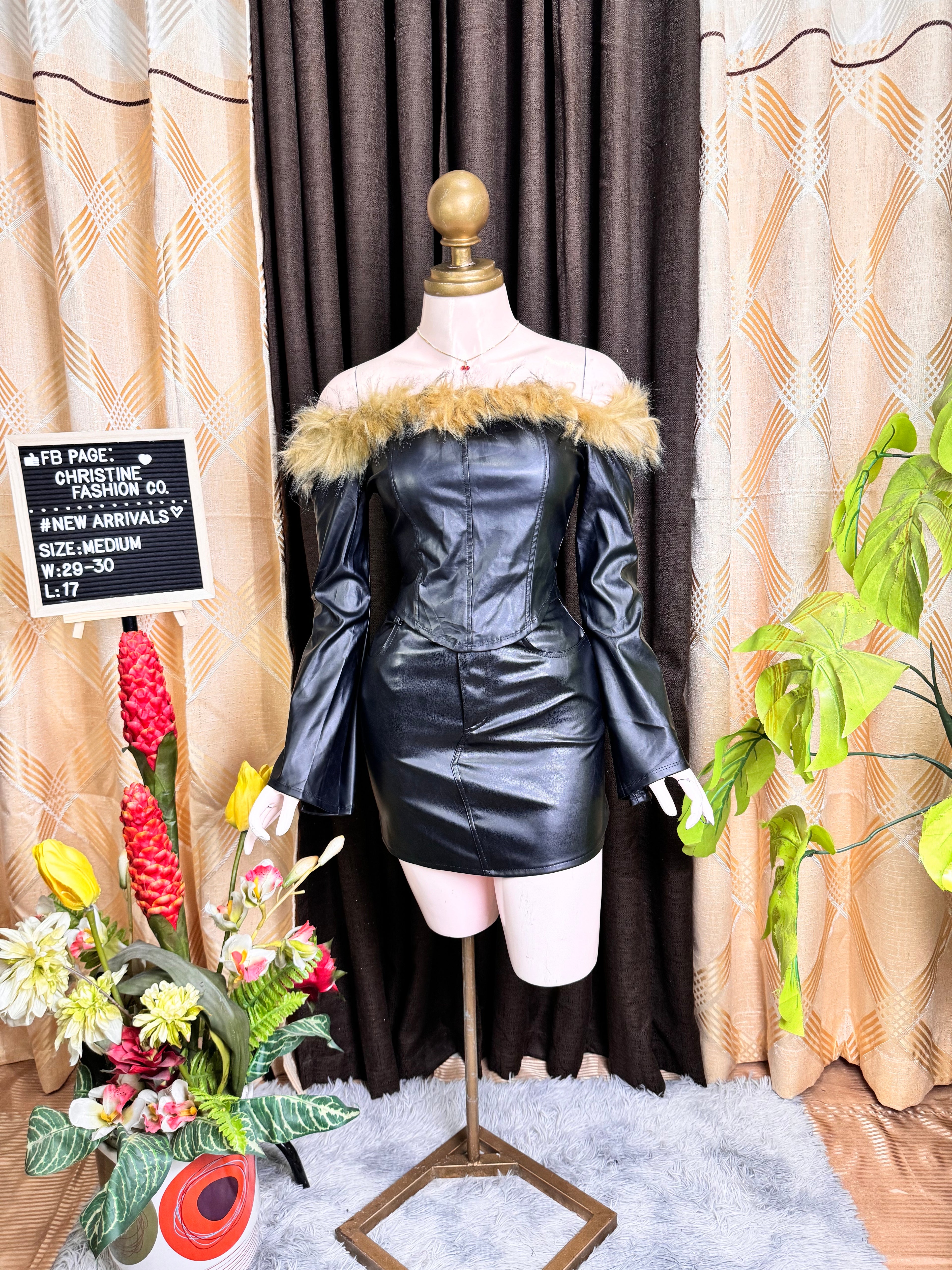 Fancy Leather Faux Fur Outfit