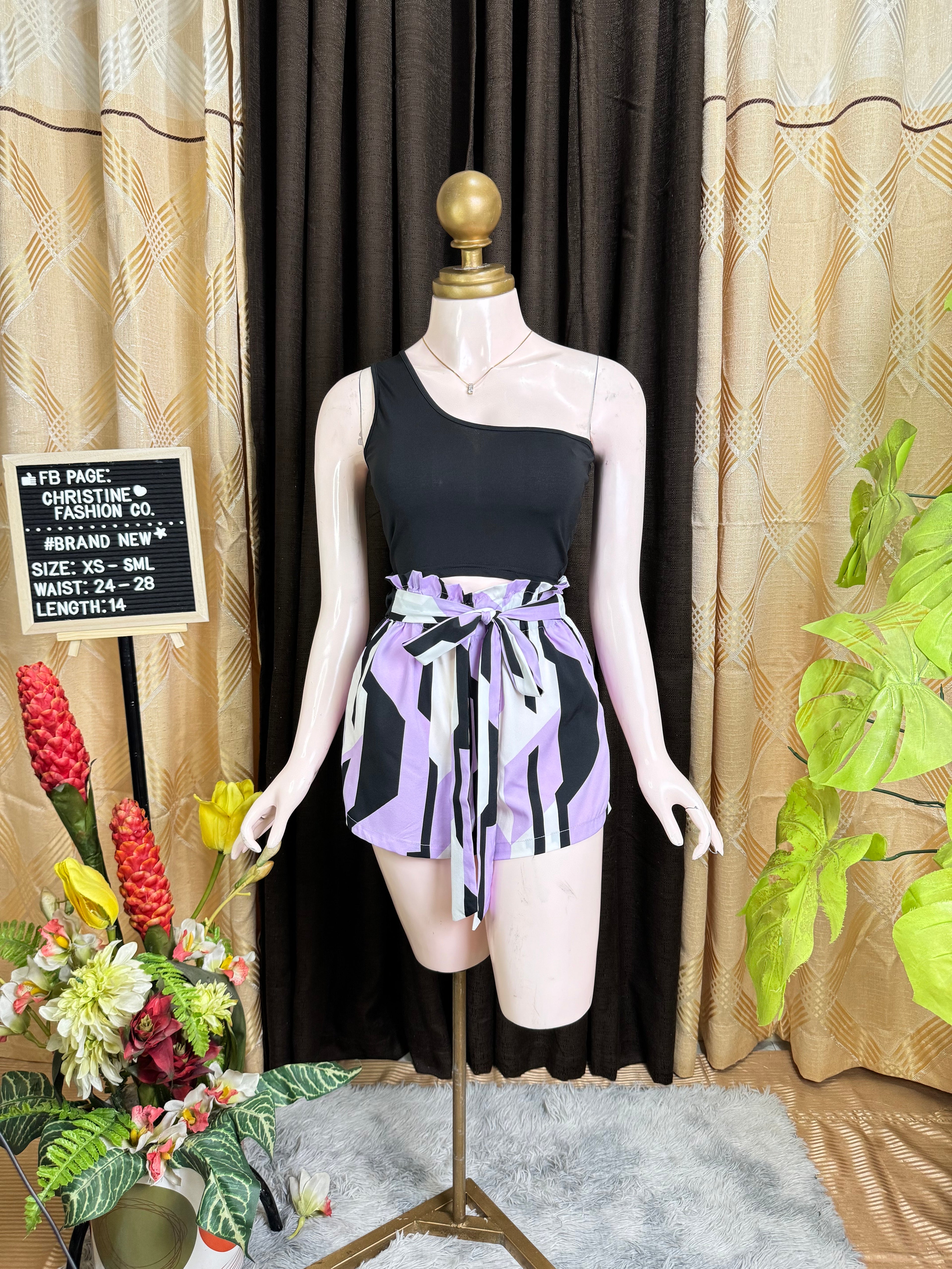 Pretty One Shoulder Coords Outfit