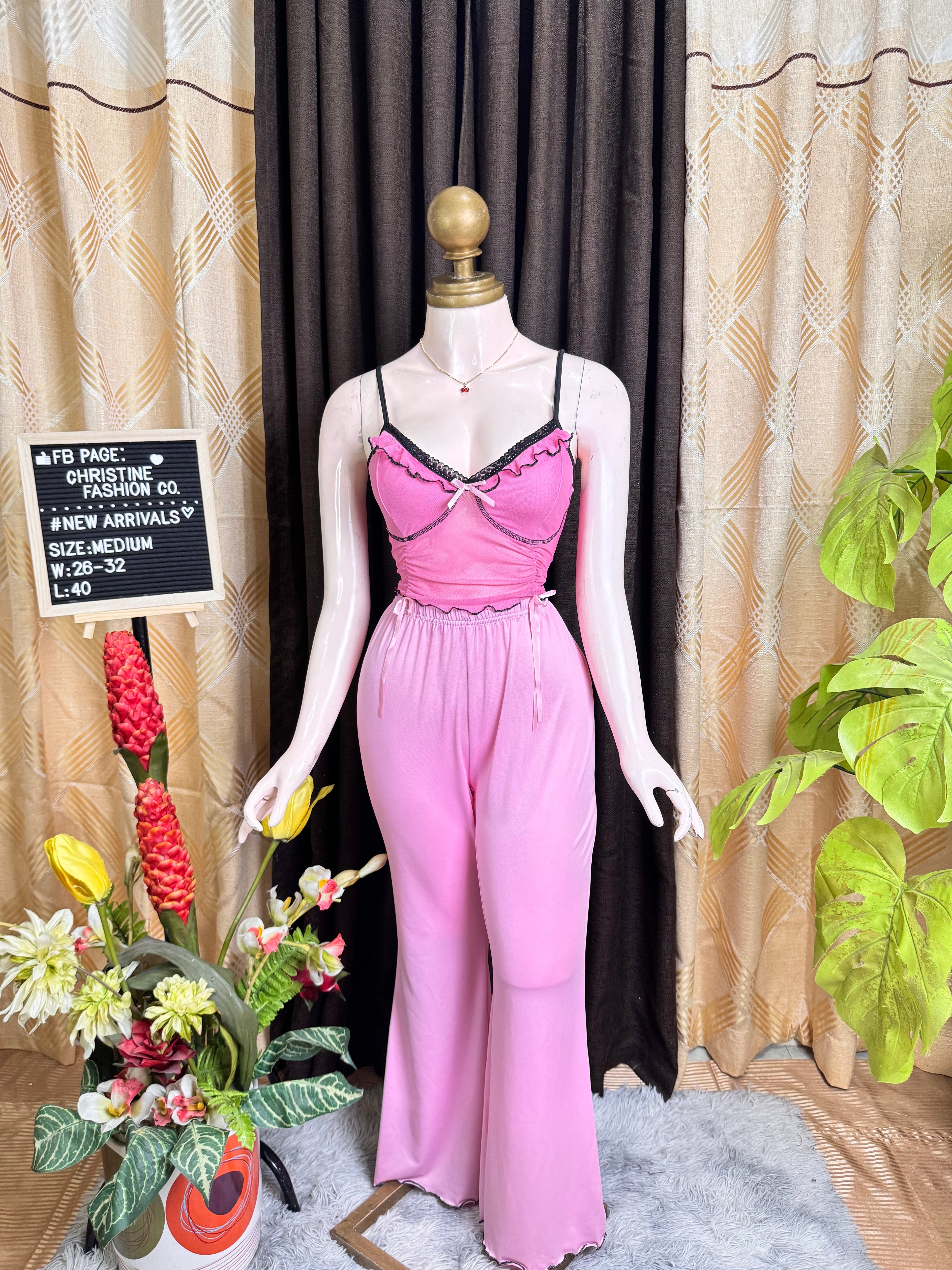 Fancy Barbie Pink Sleeveless and Pants Coquette Coords Outfit