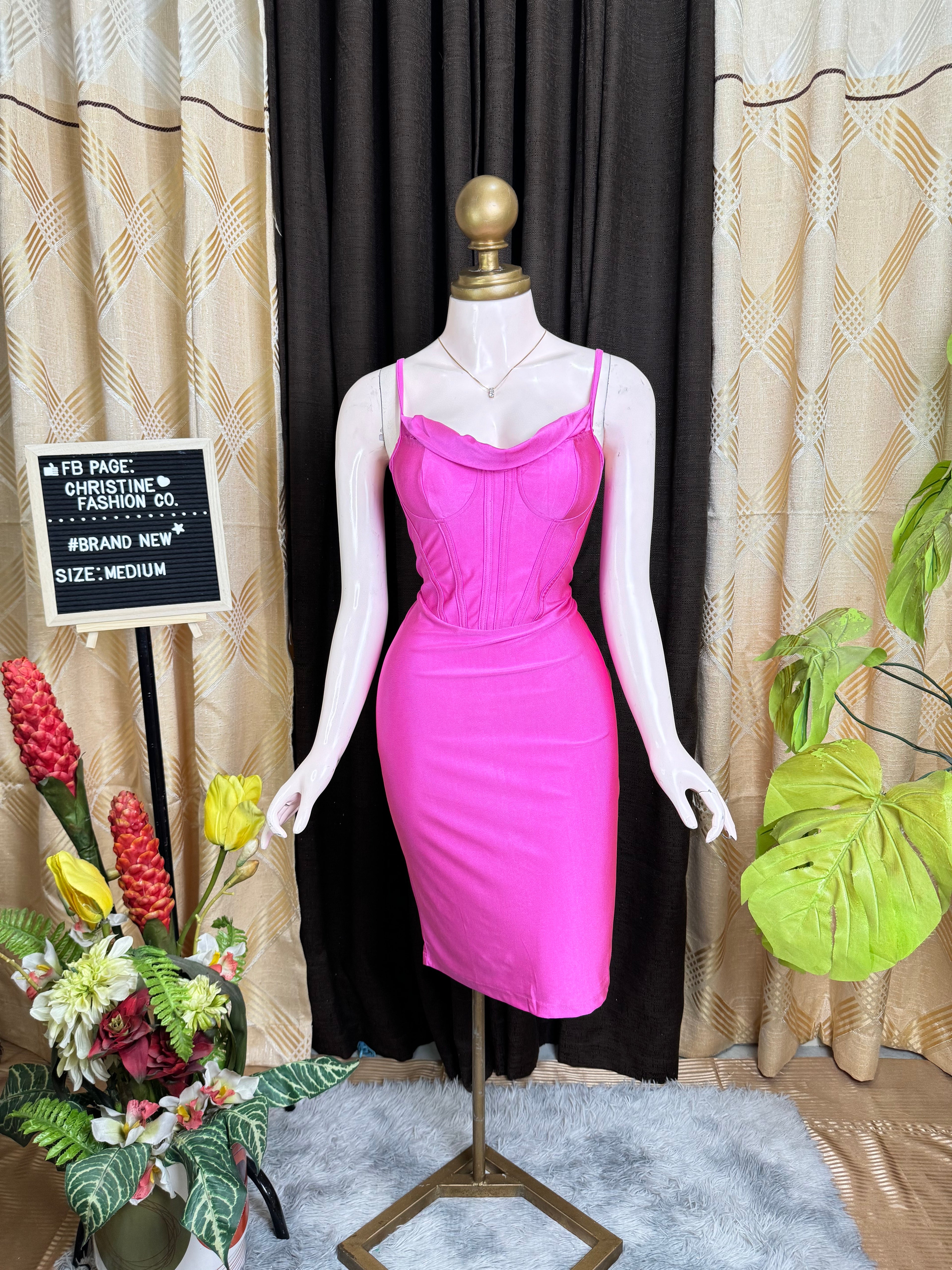 Pretty Barbie Pink Padded Bodycon Dress