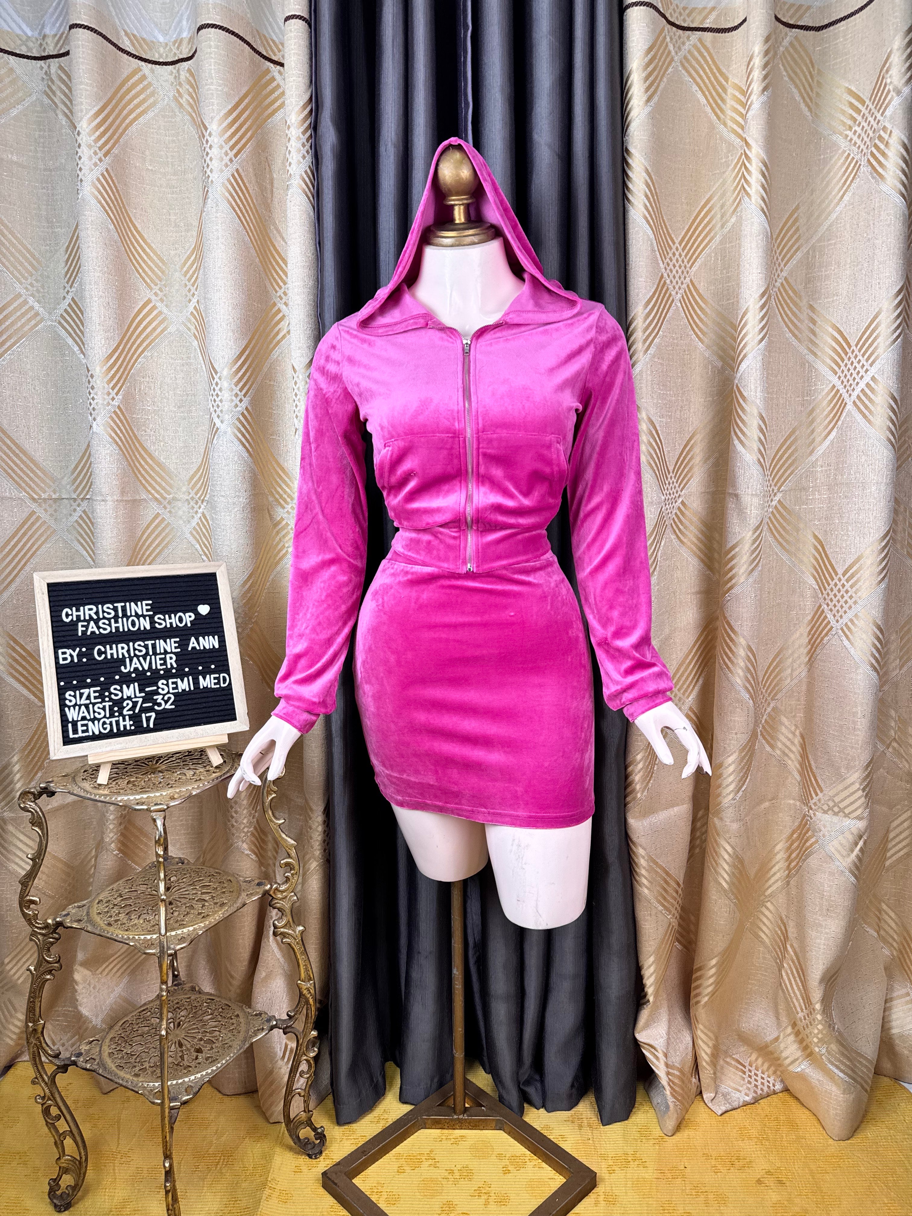 Stylish Barbie Pink Long sleeve Hoody and Skirt Coord-Set