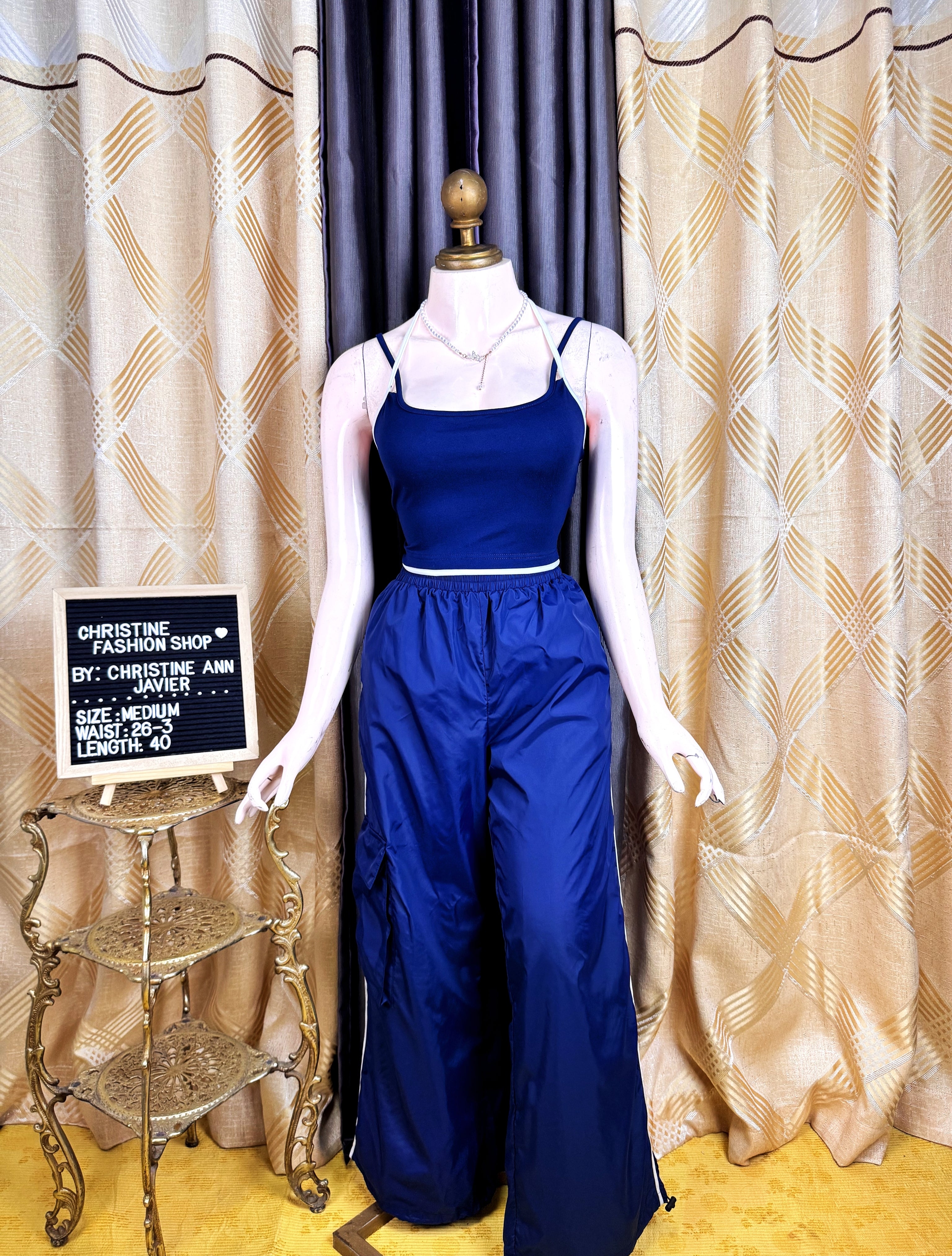 Royal Blue Sleeveless Shirt and Jogger Pants Coord-Set