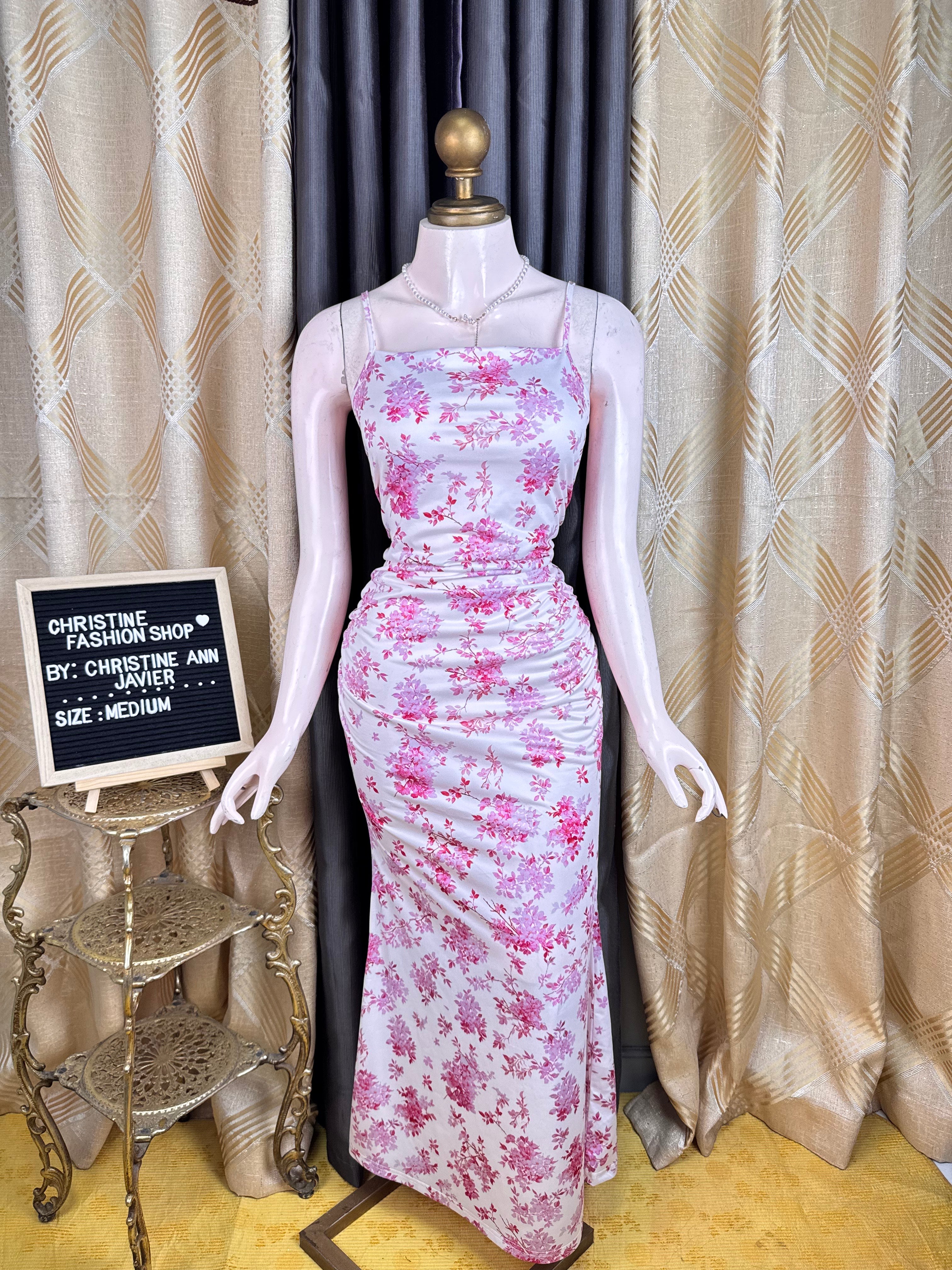 Pretty Pink Floral Long Dress