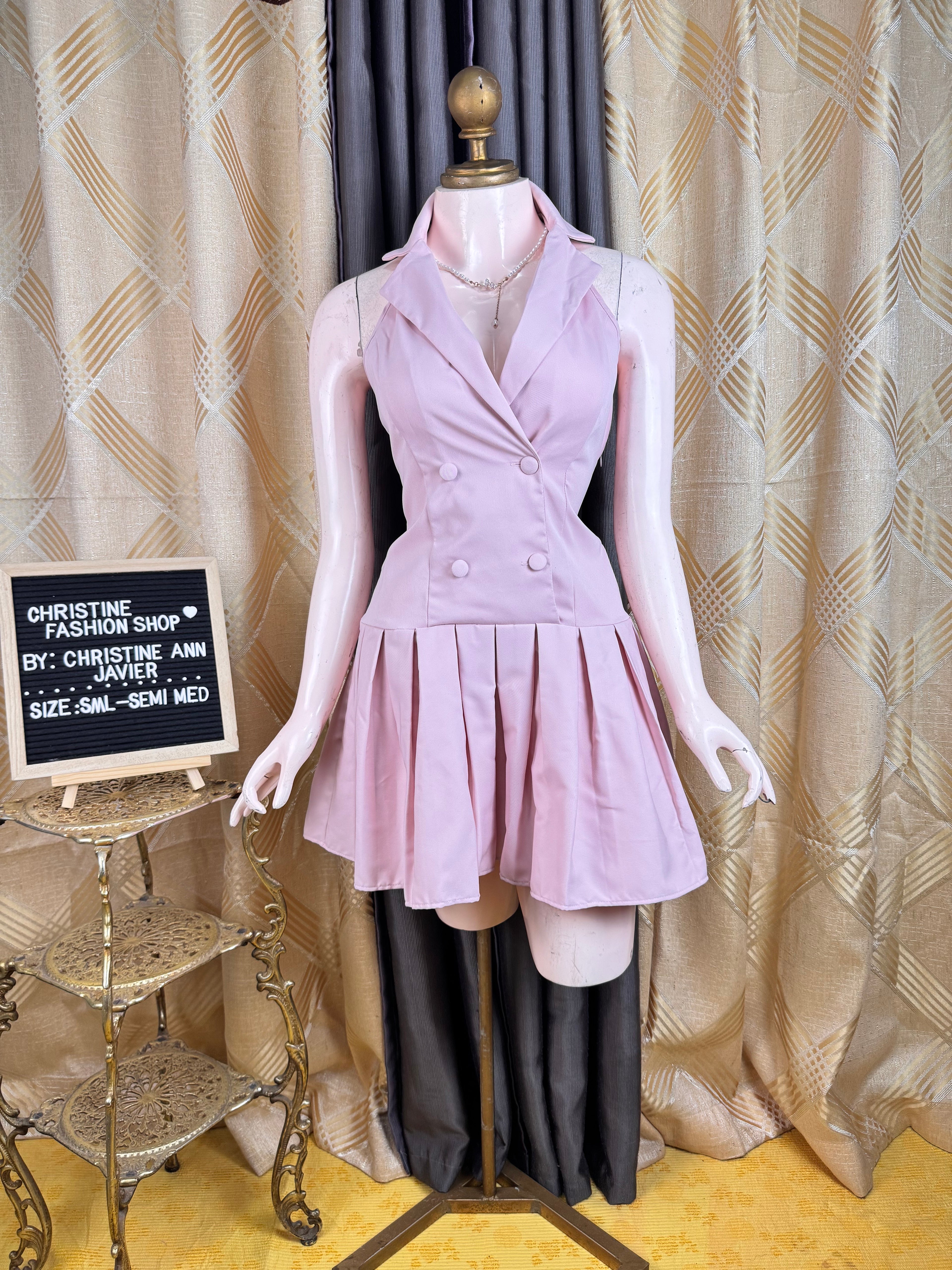 Casual Pink Halter Vest Dress