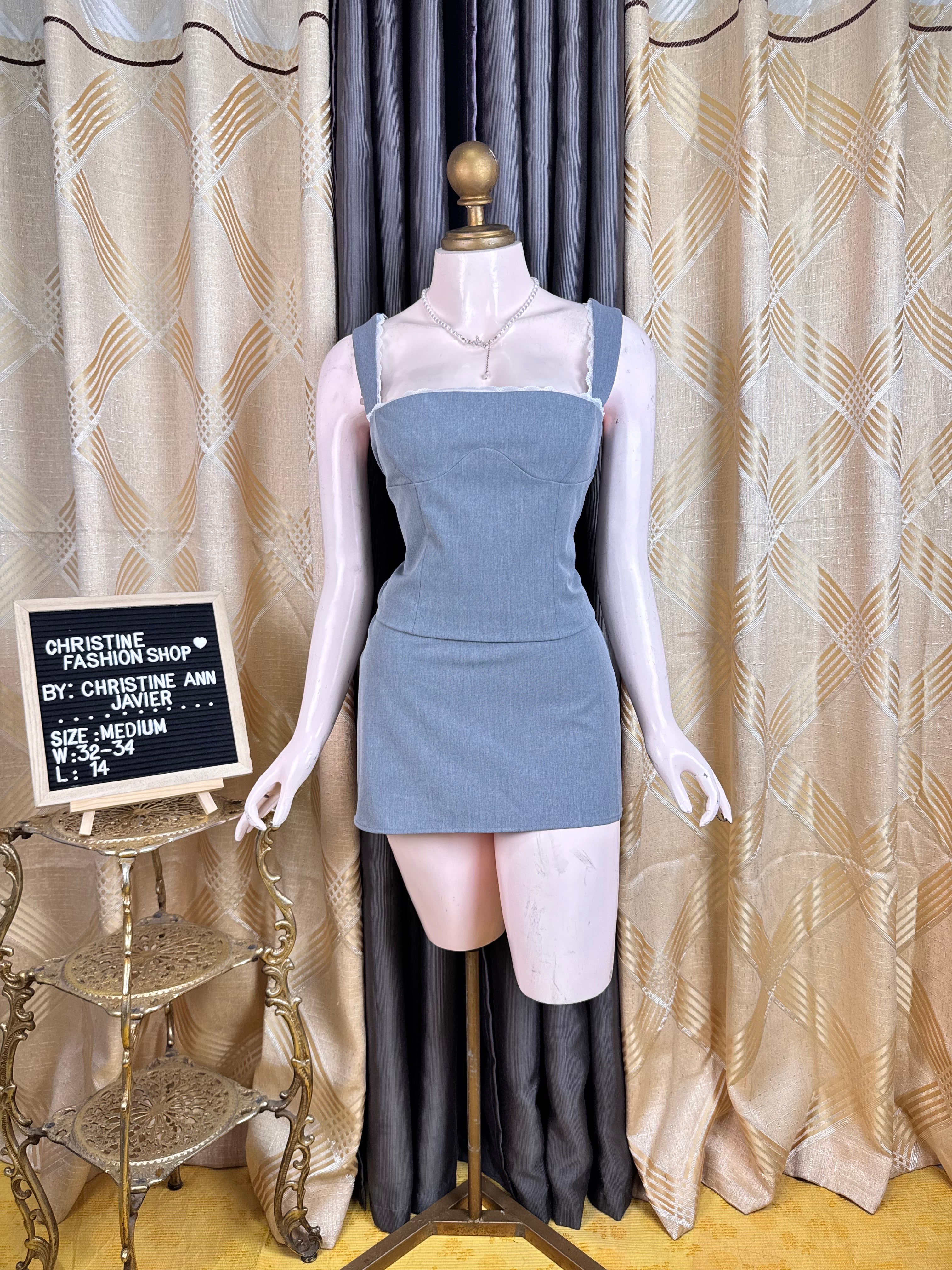 Grey Tank Top and Mini Skirt Coord-Set