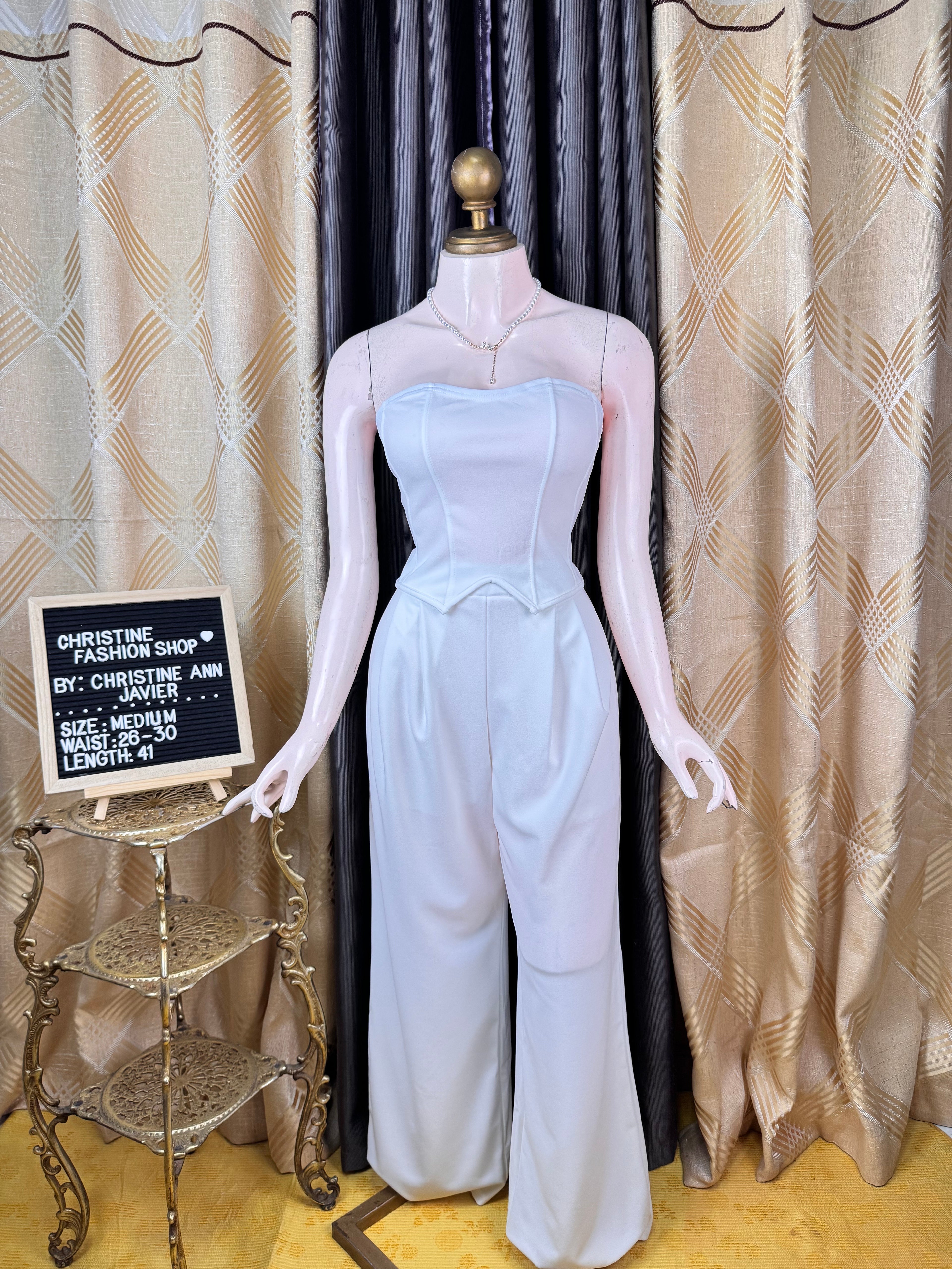 White Casual Tube and Trouser Pants Coord-Set