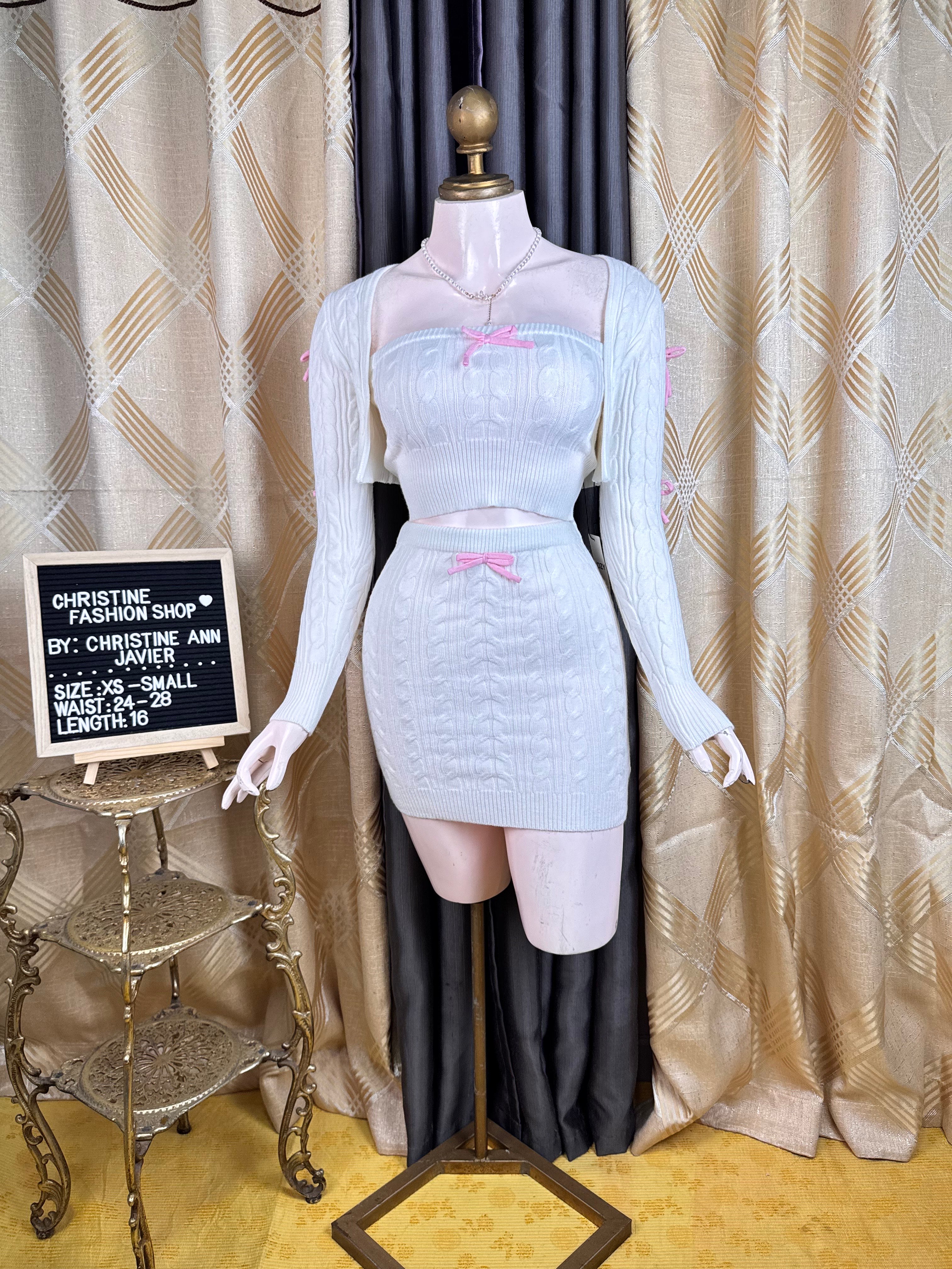 Stylish 3 in 1 Blazer with Tube and Skirt in Coquette