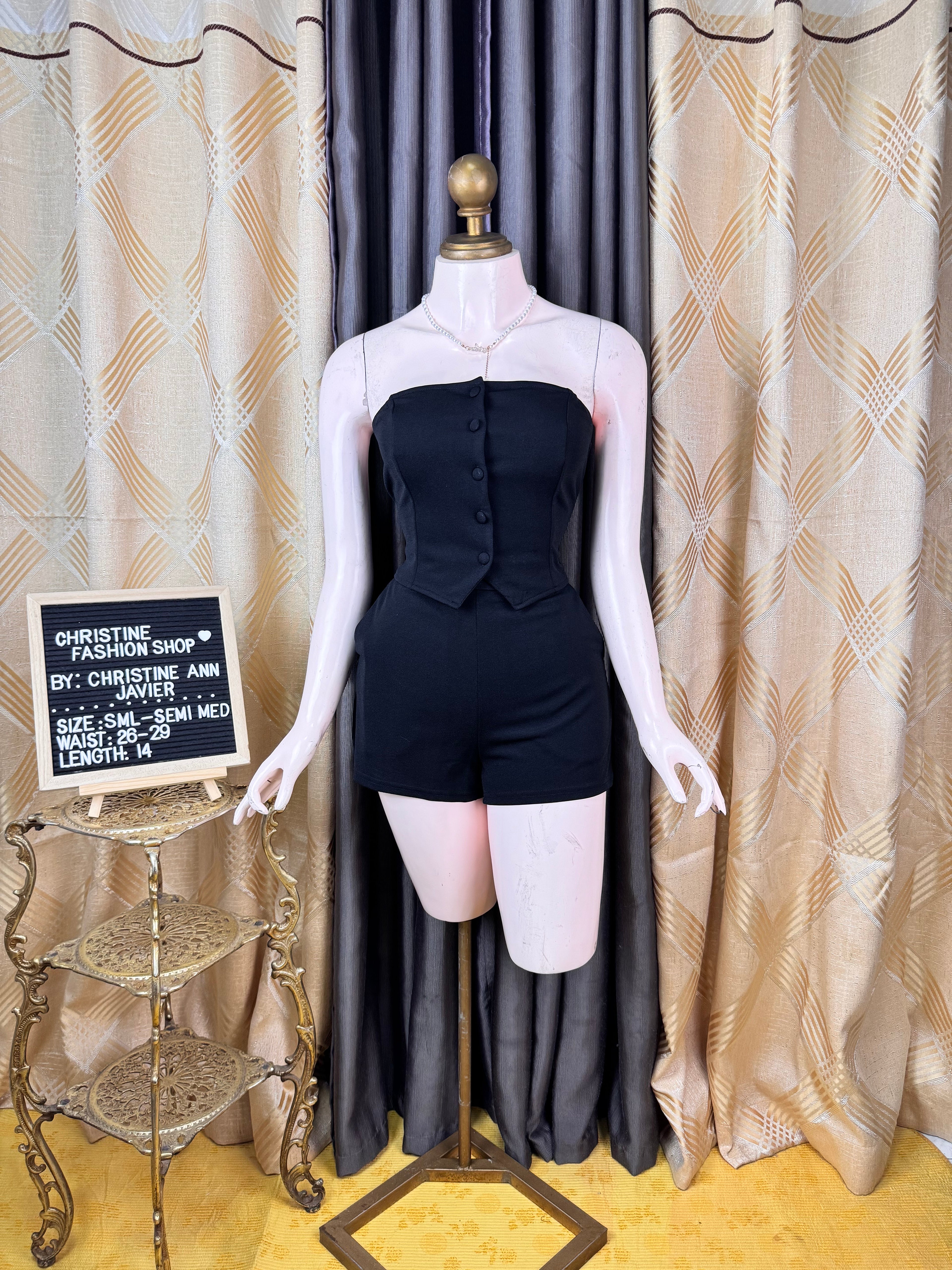 Black Tube Vest and Trouser Short Coord-Set