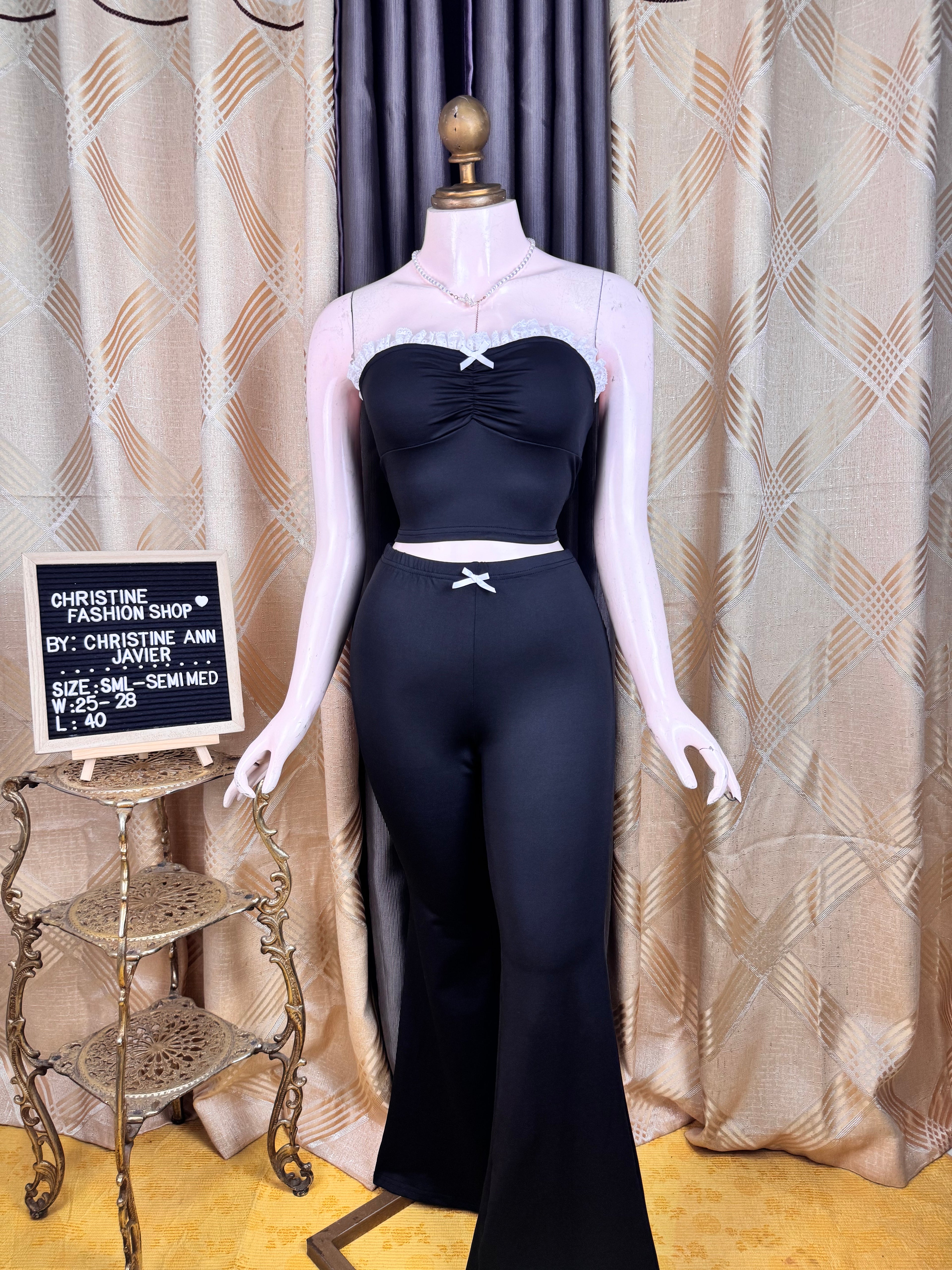 Fancy Black Tube and Pants Coord-Set