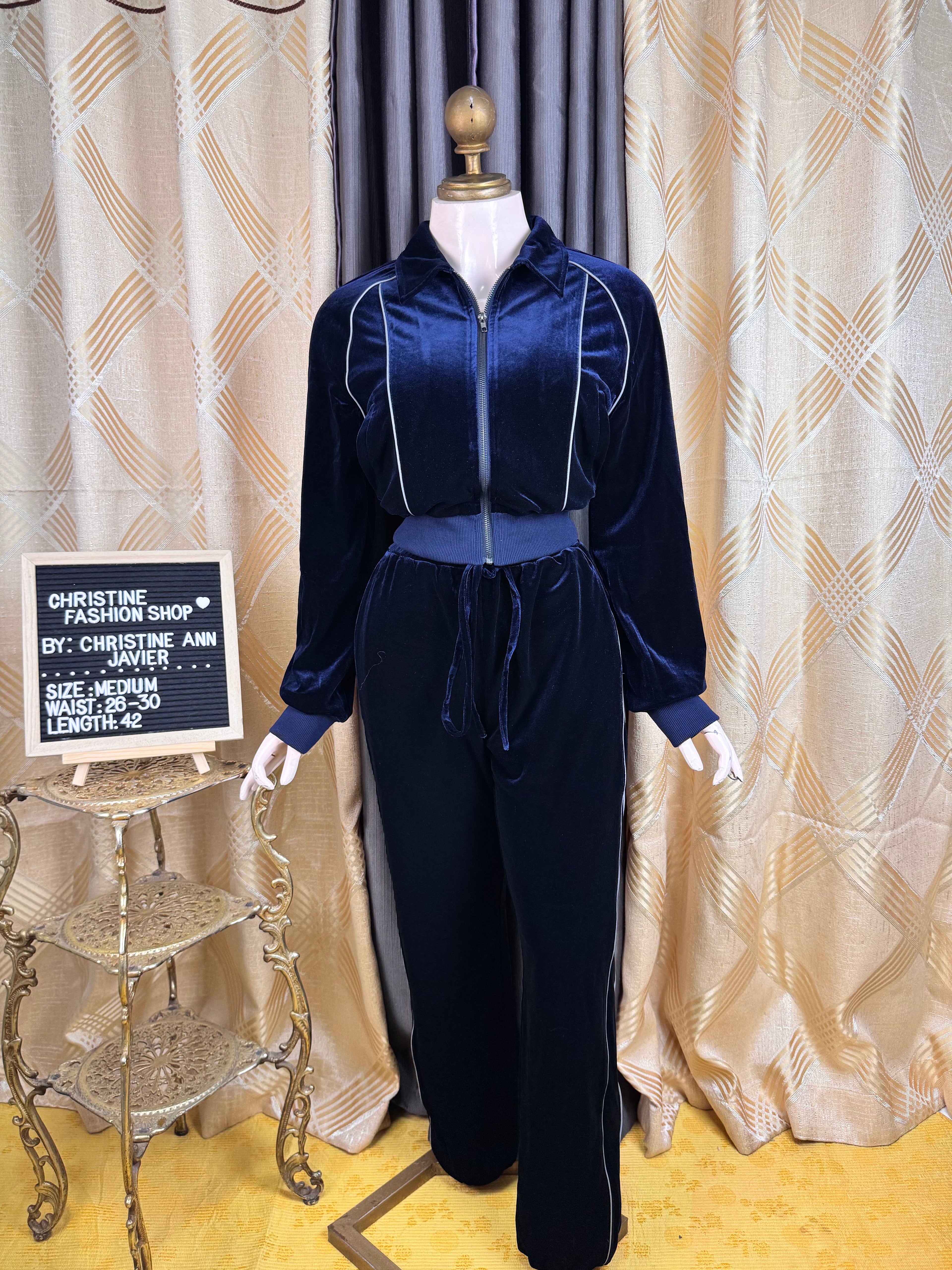 Velvet Blue Long sleeve and Pants Hoodie