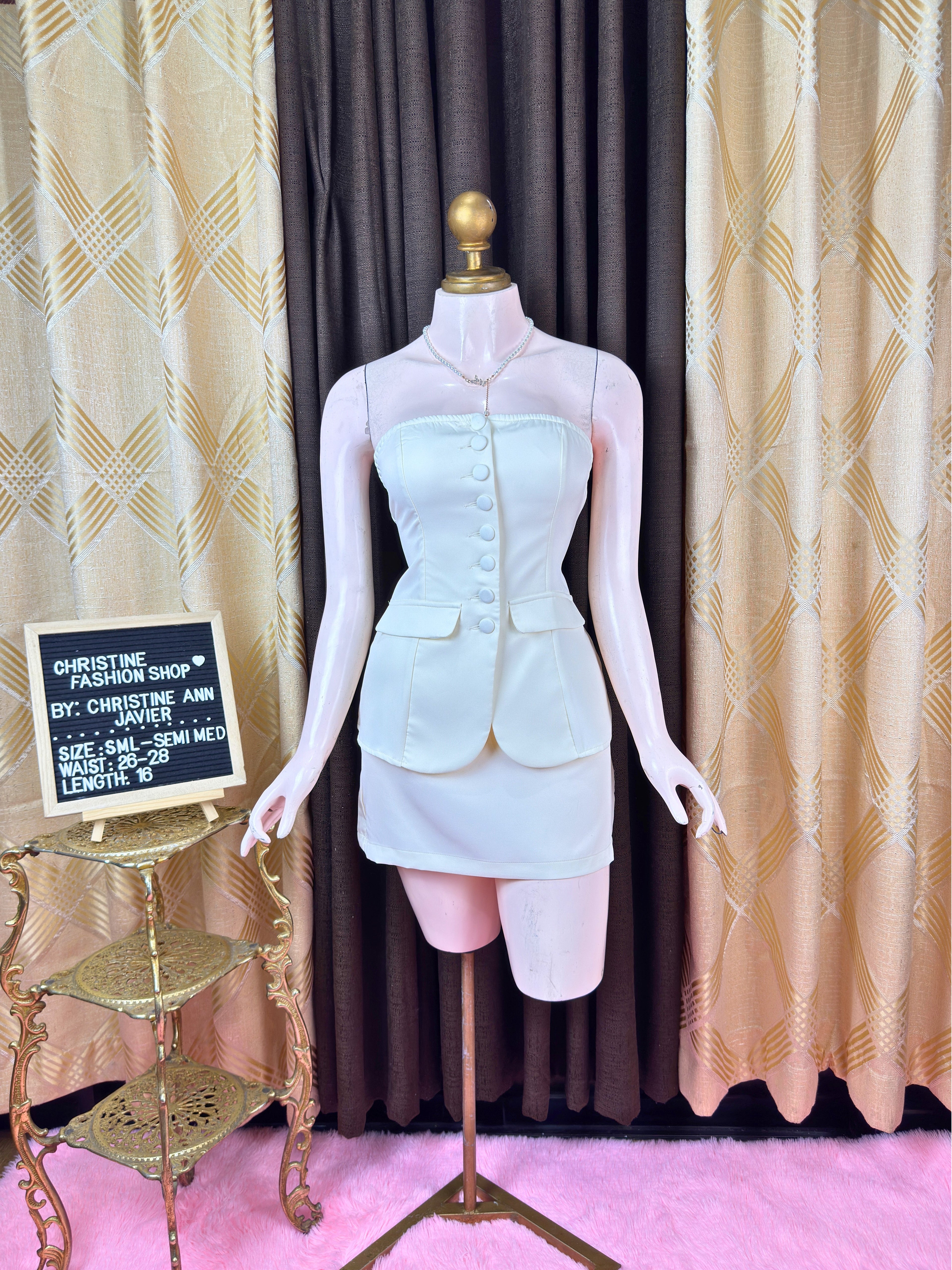 White Strapless Suit Coords