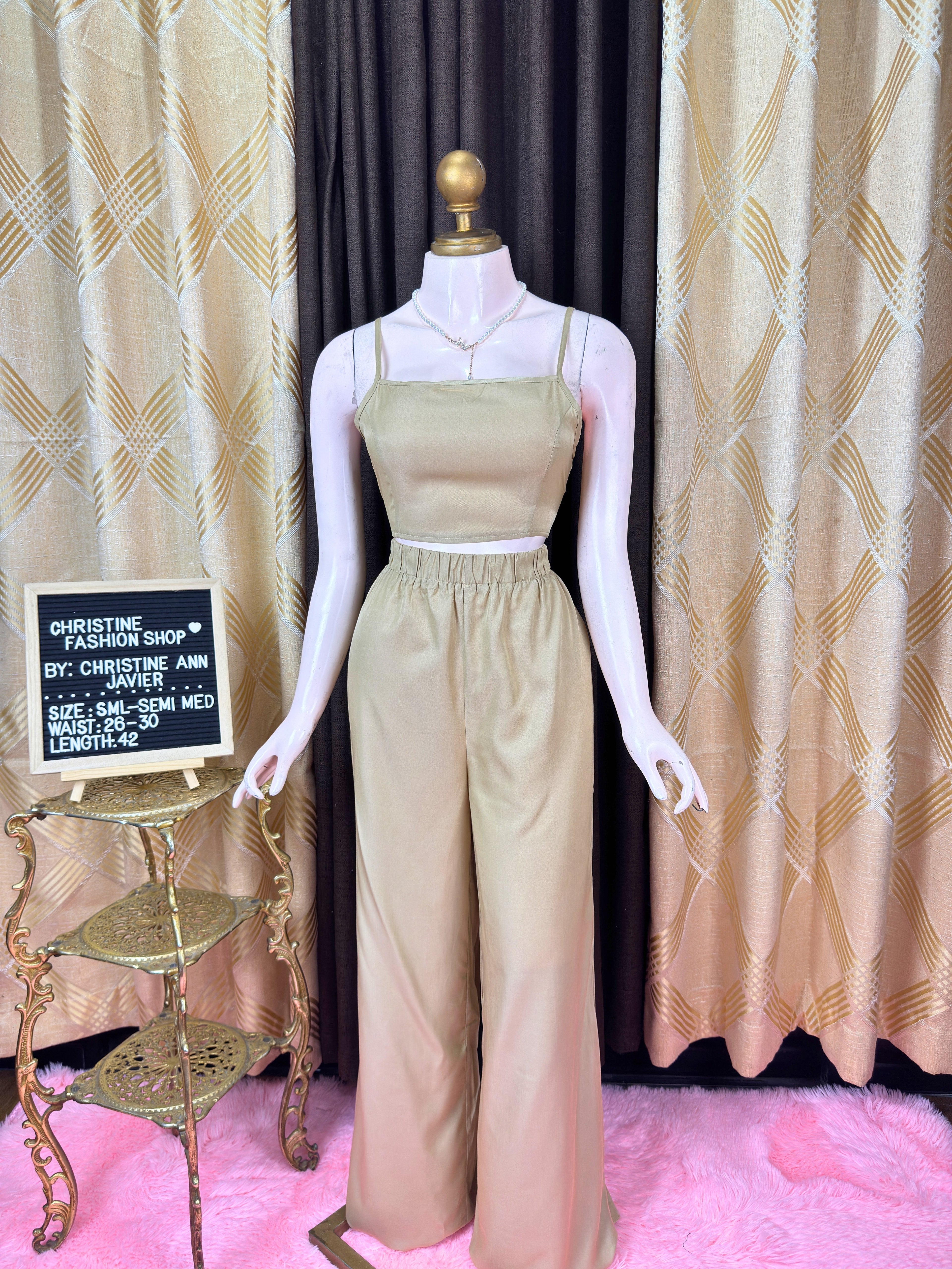 Fancy Crop Top And Pants Coords