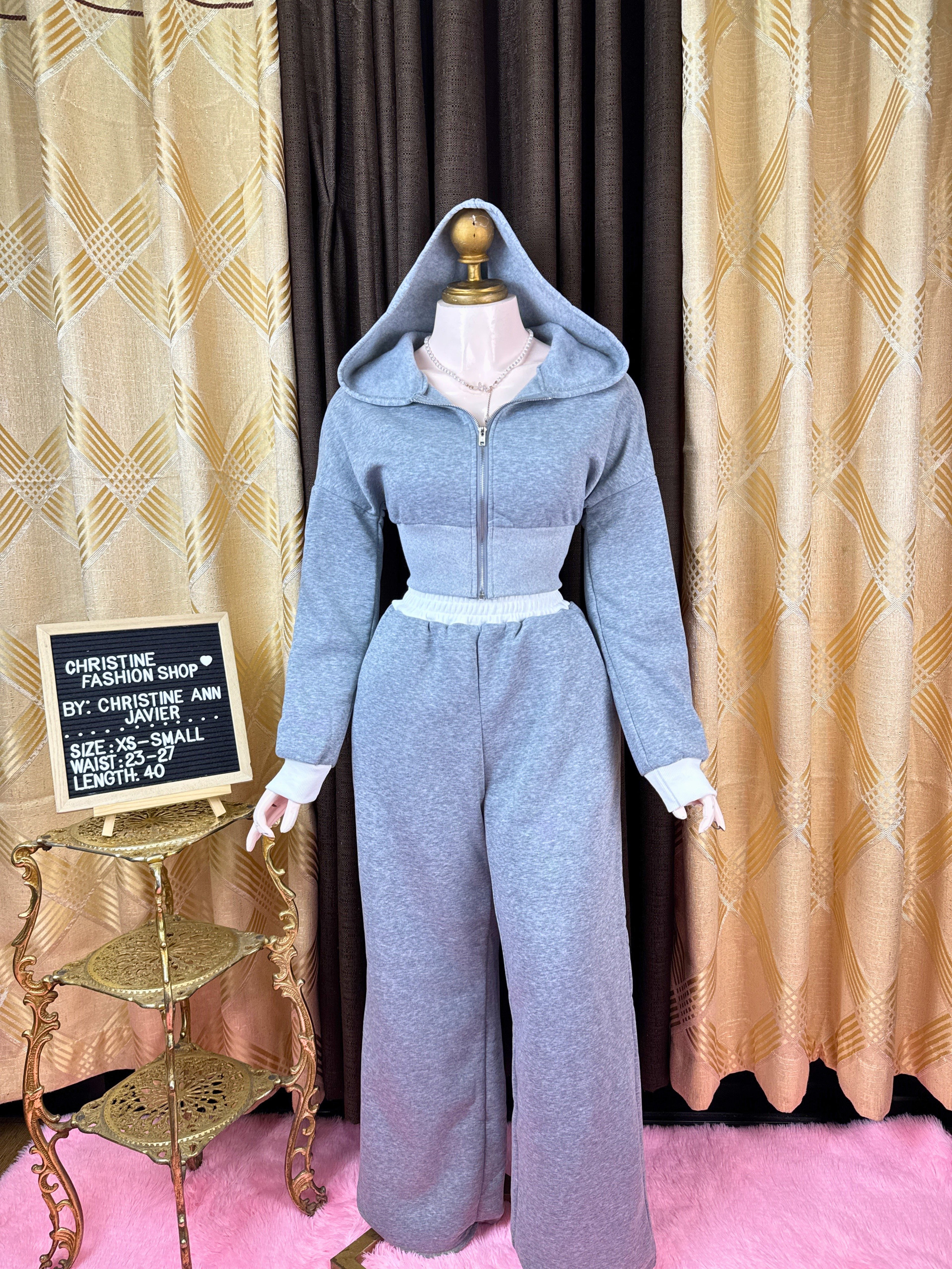 Trendy Hoodie Crop and Pants Coords